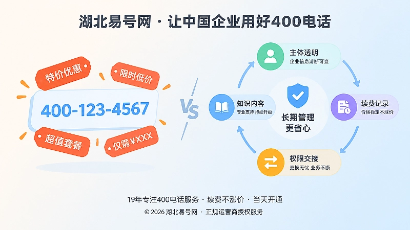 低价号码与长期管理对比扁平插画
