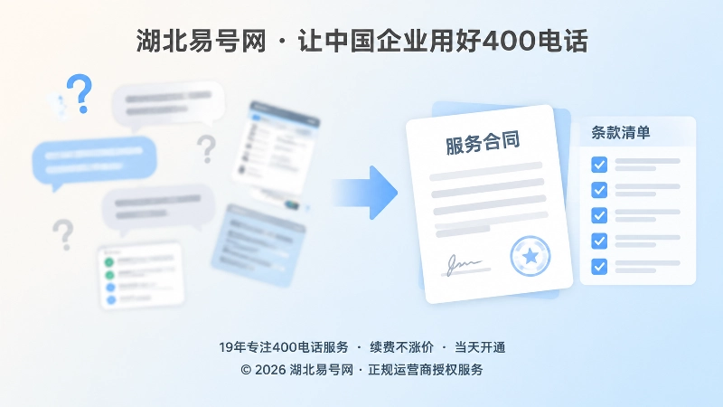 左右对比扁平插画，模糊口头承诺与清晰验收条款形成对照
