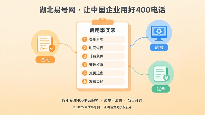 费用事实表六项核验清单，表现400电话申请成本核验